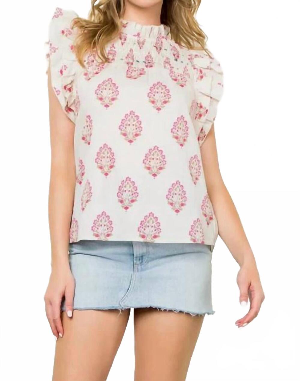 NEW THML flutter flower top in cream